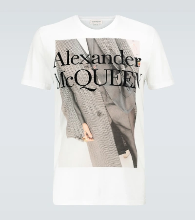 Shop Alexander Mcqueen Cotton Printed T-shirt In White