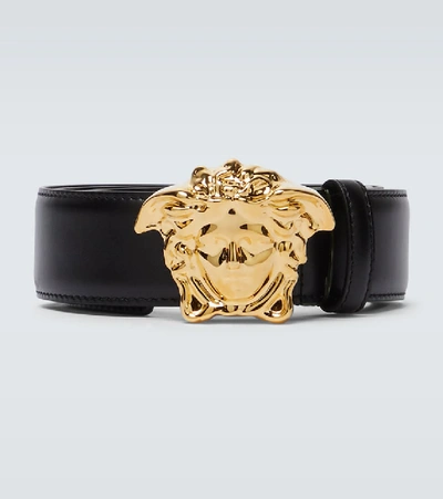 Versace Mens Black Palazzo Smooth Leather Belt, Brand Size 110 Cm
