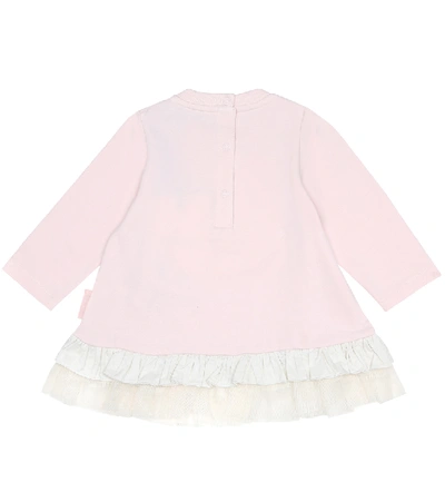 Shop Moncler Baby Logo Stretch-cotton Dress In Pink