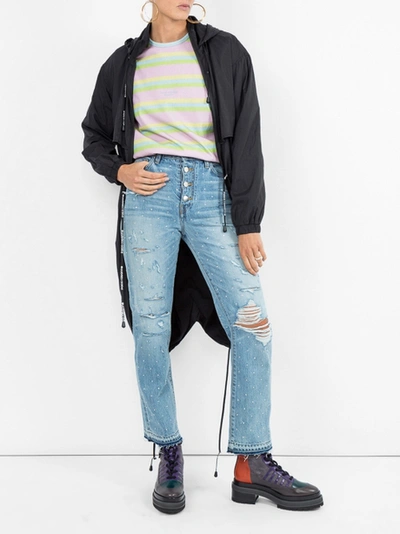 Shop Amiri Crystal Studded Straight Jean