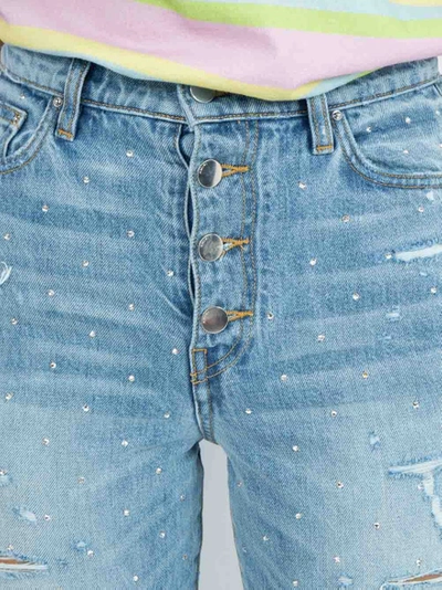 Shop Amiri Crystal Studded Straight Jean