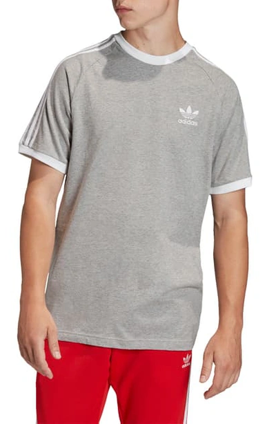 Shop Adidas Originals 3-stripes T-shirt In Medium Grey Heather