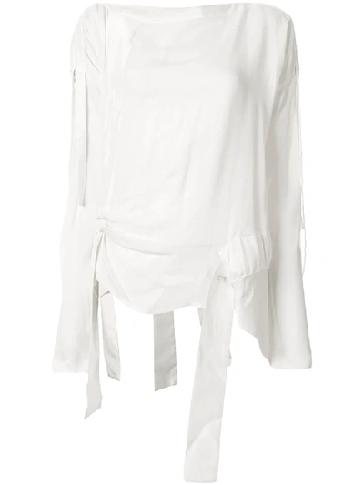 Shop Taylor Exhibition Draped Loose-fit Blouse In White