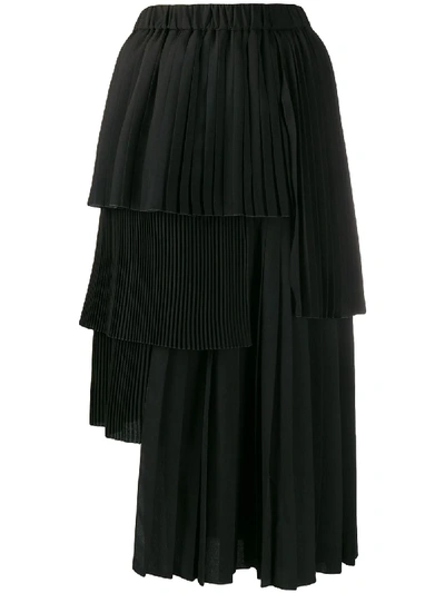 Shop N°21 Pleated Asymmetric Skirt In Black
