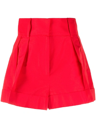 Shop Valentino Pleat-detail Tailored Shorts In Orange