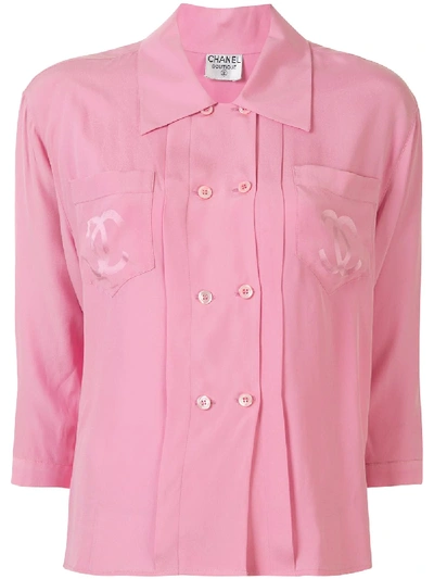Pre-owned Chanel Cc Button Long Sleeve Shirt In Pink