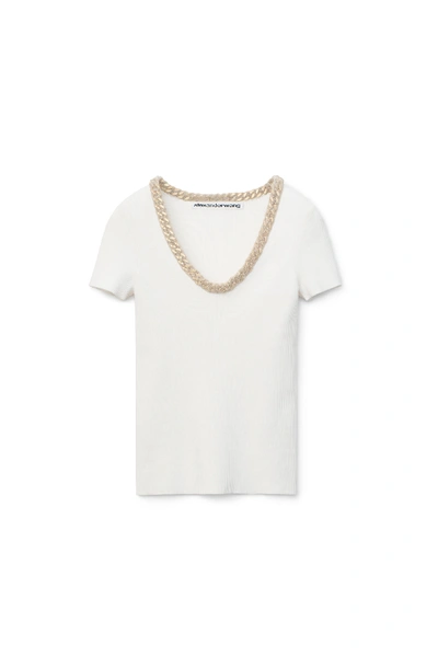 Shop Alexander Wang Trapped Chain Pullover  In Soft White