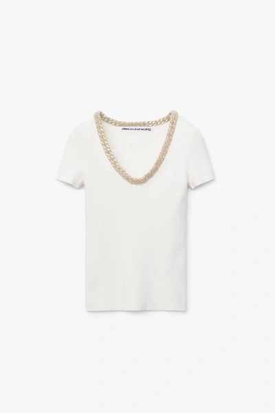 Shop Alexander Wang Trapped Chain Pullover  In Soft White