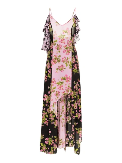 Shop Natashazinko Rose Print Silk Maxi Dress Multicolor