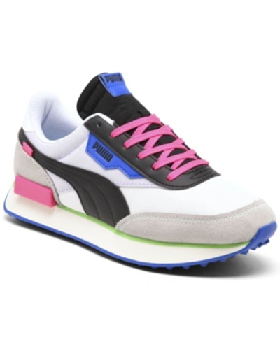 Shop Puma Women's Future Rider Play On Running Sneakers From Finish Line In White