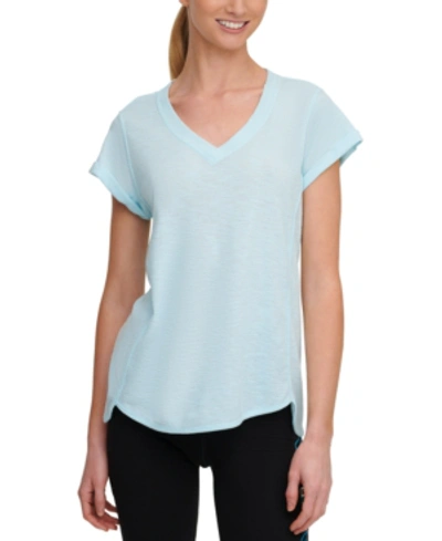 Shop Calvin Klein Performance Rolled-cuff T-shirt In Crystal Blue