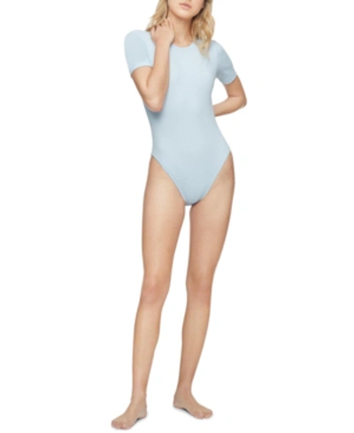 Shop Calvin Klein Homehugger Ribbed Bodysuit In Baby Blue