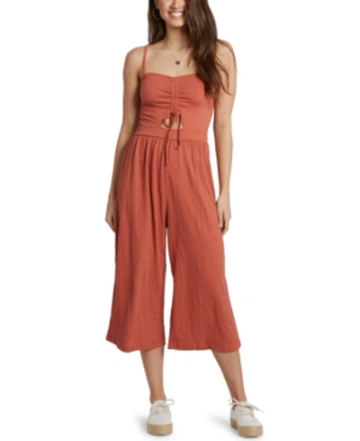 Shop Roxy Juniors' Where You Move Textured Jumpsuit In Bruschetta