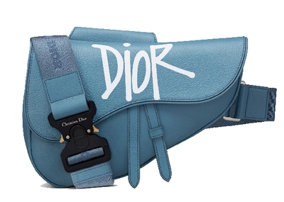 Pre-owned Dior  And Shawn Saddle Bag Blue