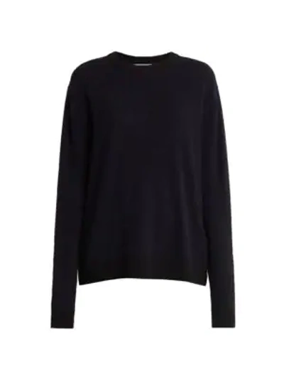 Shop Acne Studios Cashmere Crewneck Sweater In Black Purple
