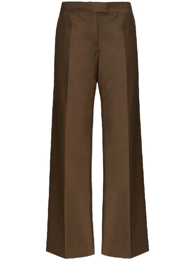 Shop Materiel High-waisted Wide-leg Trousers In Brown