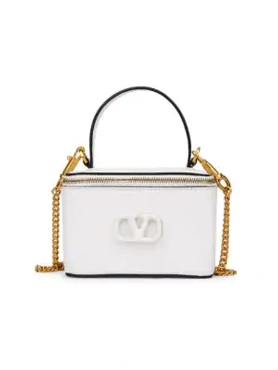 Shop Valentino Garavani Vsling Leather Vanity Case In White