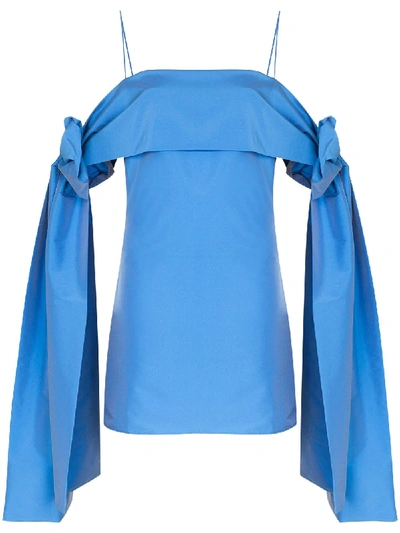 Shop Bernadette Timothy Off-the-shoulder Mini Dress In Blue