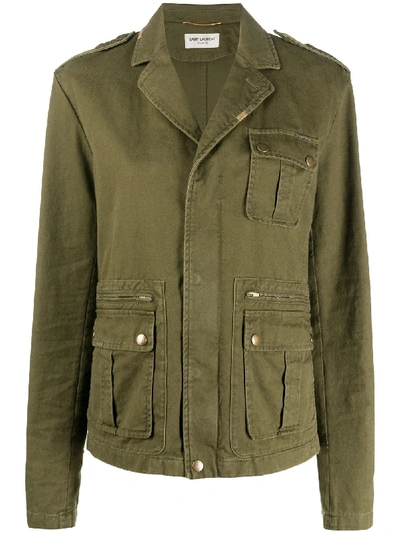 Shop Saint Laurent Saharienne Military Jacket In Green