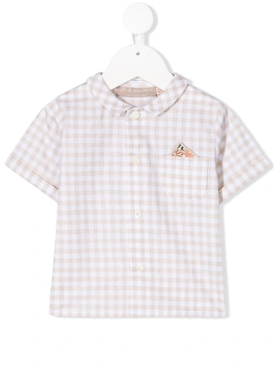 Shop La Stupenderia Checkered Short-sleeve Shirt In Neutrals