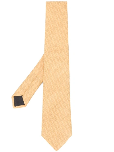 Shop Fendi Ff Monogram Tie In Yellow