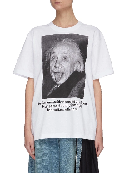 Shop Sacai Einstein' Graphic Print T-shirt In White