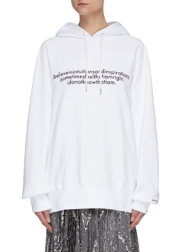 Sacai Einstein' Slogan Print Hoodie In White | ModeSens