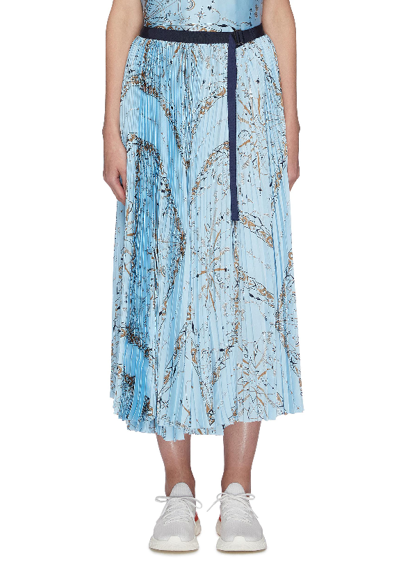 Sacai X Dr Woo Bandana Print Pleat Skirt In Blue | ModeSens