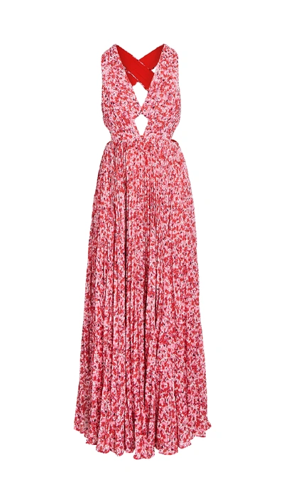 Shop Fame And Partners Valencia Dress In Confetti Floral Red