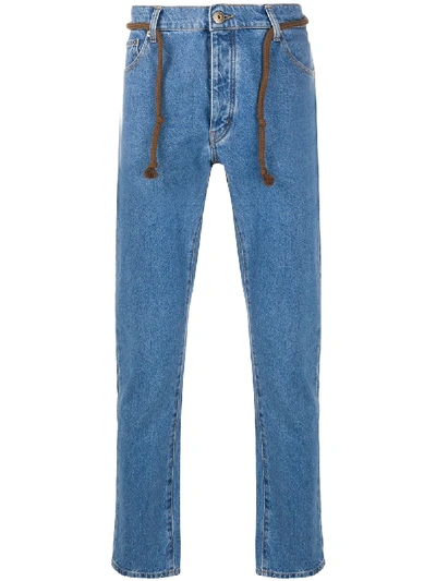 Shop Nanushka Ilya Slim Fit Jeans With Rope In Blue