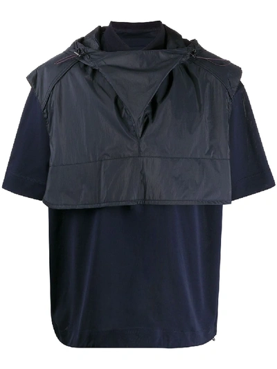 Shop Juunj Detachable Hooded Detail Polo Shirt In Blue