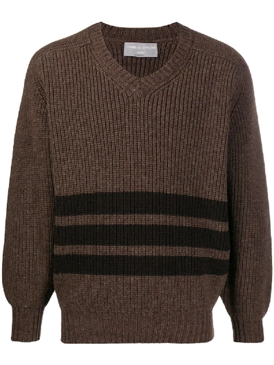 Pre-owned Comme Des Garçons 1980s Striped Jumper In Brown