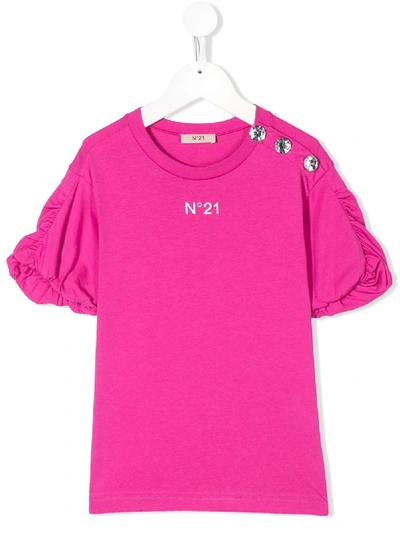 Shop N°21 Ruffle Trim T-shirt In Pink