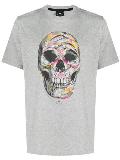 Shop Ps By Paul Smith Fish Skull-print T-shirt In Grey