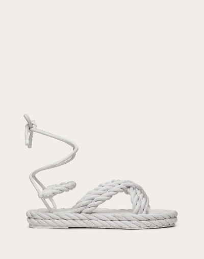 Shop Valentino Garavani The Rope Nappa Sandal In Optic White