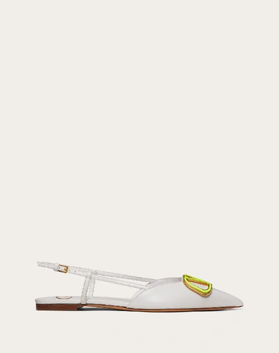 Shop Valentino Garavani Vlogo Calfskin Slingback Ballet Flat In Optic White