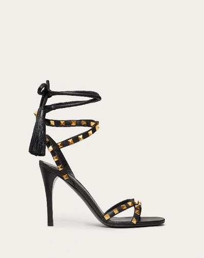 Shop Valentino Garavani Rockstud Flair Nappa Sandal 100 Mm In Black