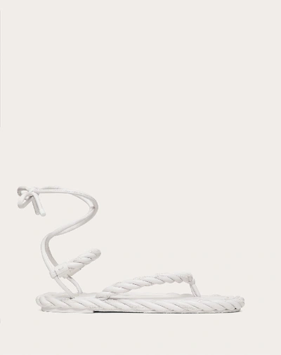 Shop Valentino Garavani The Rope Nappa Flip-flop Sandal In Optic White
