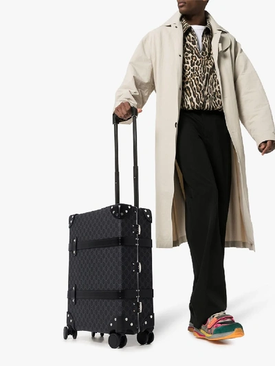 Shop Gucci Black Globetrotter Monogram Suitcase