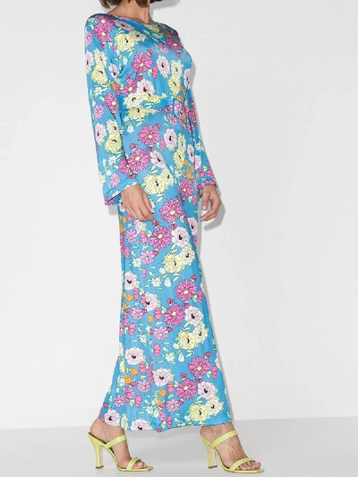 Shop Bernadette Daisy Love Floral Maxi Dress In Blue