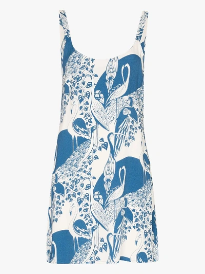 Shop Reformation Puglia Printed Mini Dress In Blue