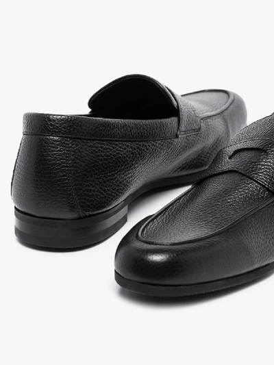 Shop John Lobb Thorne Grained Leather Loafers In Black