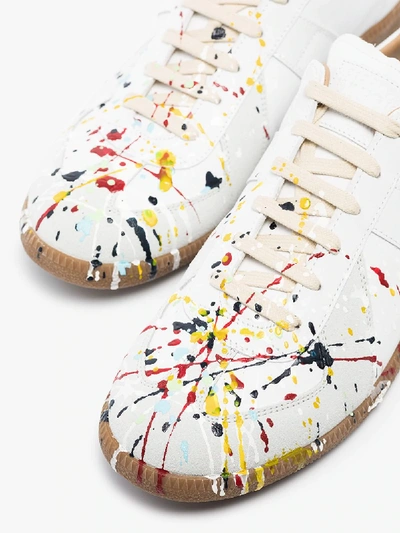 Shop Maison Margiela White Replica Paint Splatter Leather Sneakers