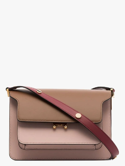 Shop Marni Pink Trunk Medium Leather Shoulder Bag