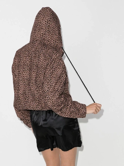 Shop Danielle Guizio Leopard-print Cropped Hoodie In Brown