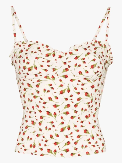 Shop Reformation Finch Sweetheart Neck Cropped Top In White