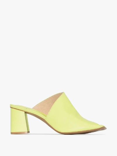 Shop Osoi Lime Angle 70 Asymmetric Leather Mules In Yellow