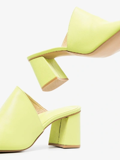 Shop Osoi Lime Angle 70 Asymmetric Leather Mules In Yellow