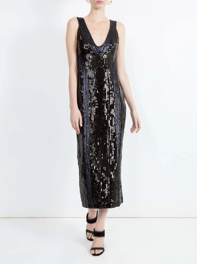 Shop Galvan Sequinned Cocktail Dress Black