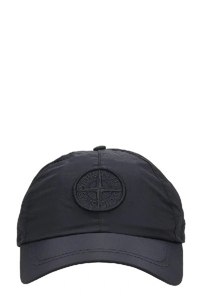 Shop Stone Island Hats In Black Nylon